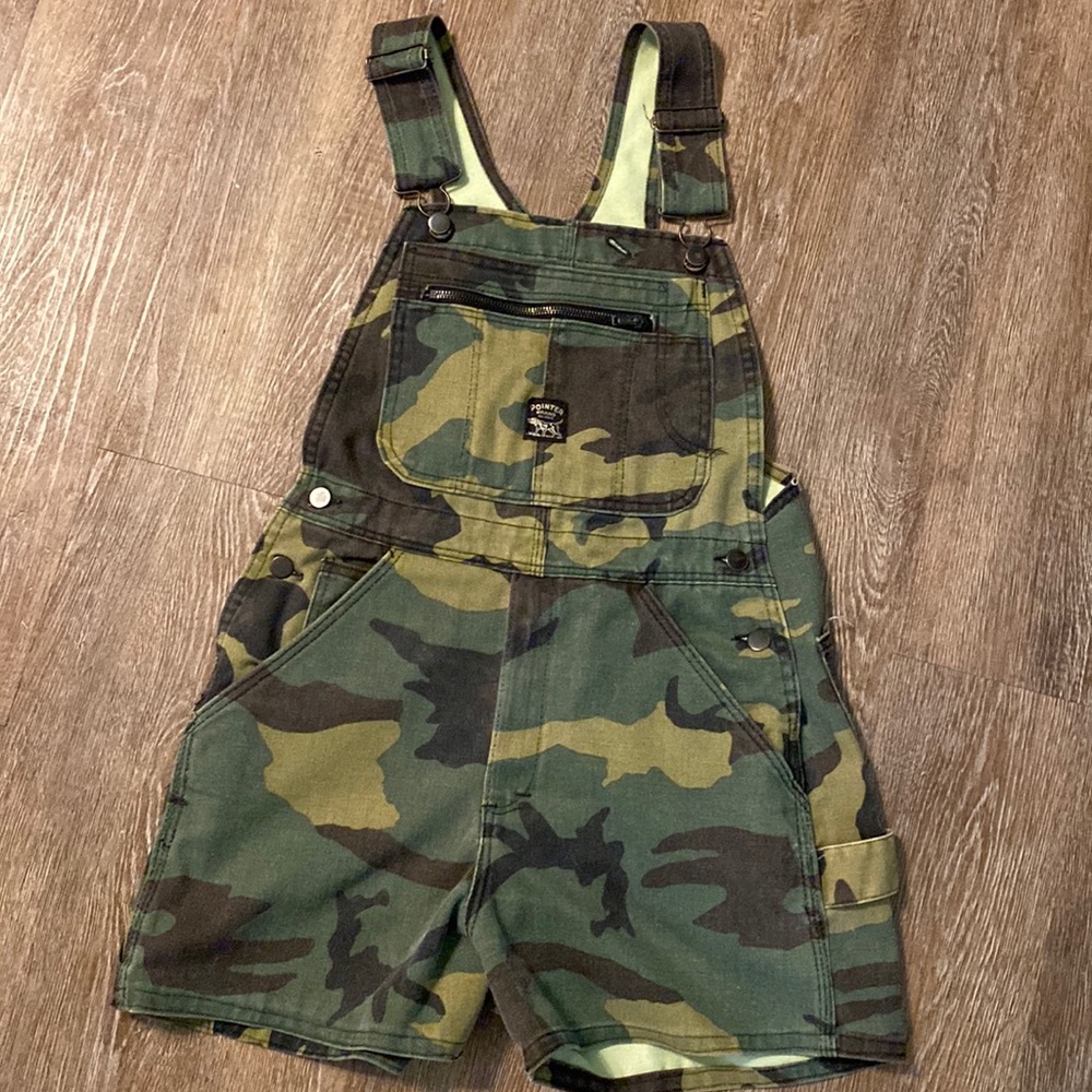 Pointer Brand Shortalls Camouflage Denim Bib Overalls USA Made - Picture 1 of 4
